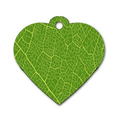 Green Leaf Line Dog Tag Heart (two Sides) by Mariart