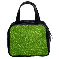 Green Leaf Line Classic Handbags (2 Sides) by Mariart