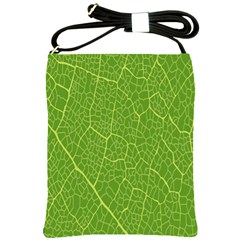 Green Leaf Line Shoulder Sling Bags by Mariart