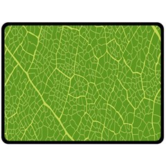 Green Leaf Line Fleece Blanket (large)  by Mariart