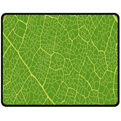 Green Leaf Line Double Sided Fleece Blanket (medium)  by Mariart