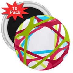 Nets Network Green Red Blue Line 3  Magnets (10 Pack)  by Mariart