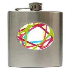 Nets Network Green Red Blue Line Hip Flask (6 Oz) by Mariart