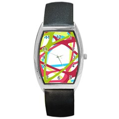 Nets Network Green Red Blue Line Barrel Style Metal Watch by Mariart