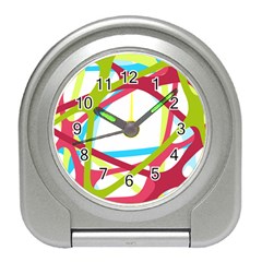 Nets Network Green Red Blue Line Travel Alarm Clocks by Mariart