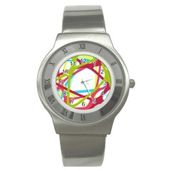 Nets Network Green Red Blue Line Stainless Steel Watch by Mariart