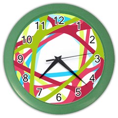 Nets Network Green Red Blue Line Color Wall Clocks by Mariart