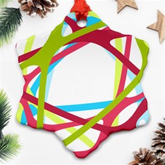 Nets Network Green Red Blue Line Ornament (snowflake) by Mariart