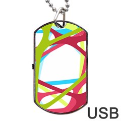 Nets Network Green Red Blue Line Dog Tag Usb Flash (one Side) by Mariart