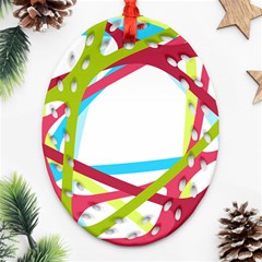 Nets Network Green Red Blue Line Ornament (oval Filigree) by Mariart