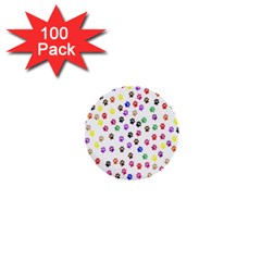 Paw Prints Dog Cat Color Rainbow Animals 1  Mini Buttons (100 Pack)  by Mariart