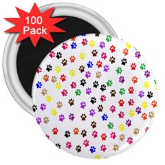 Paw Prints Dog Cat Color Rainbow Animals 3  Magnets (100 Pack) by Mariart