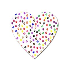 Paw Prints Dog Cat Color Rainbow Animals Heart Magnet