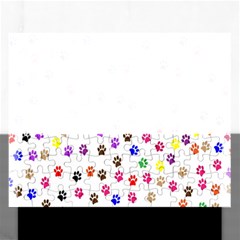 Paw Prints Dog Cat Color Rainbow Animals Rectangular Jigsaw Puzzl by Mariart