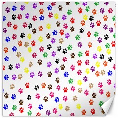 Paw Prints Dog Cat Color Rainbow Animals Canvas 12  X 12   by Mariart