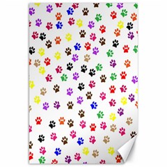 Paw Prints Dog Cat Color Rainbow Animals Canvas 20  X 30   by Mariart