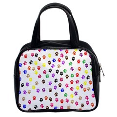 Paw Prints Dog Cat Color Rainbow Animals Classic Handbags (2 Sides) by Mariart