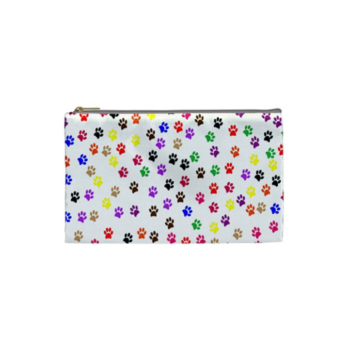 Paw Prints Dog Cat Color Rainbow Animals Cosmetic Bag (Small) 