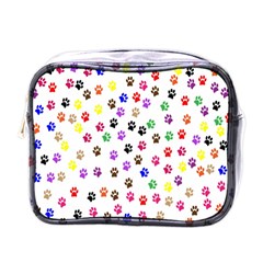 Paw Prints Dog Cat Color Rainbow Animals Mini Toiletries Bags by Mariart