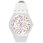 Paw Prints Dog Cat Color Rainbow Animals Round Plastic Sport Watch (M) Front