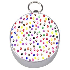 Paw Prints Dog Cat Color Rainbow Animals Silver Compasses by Mariart