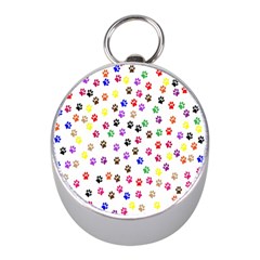 Paw Prints Dog Cat Color Rainbow Animals Mini Silver Compasses by Mariart