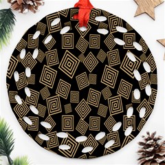 Magic Sleight Plaid Ornament (round Filigree) by Mariart