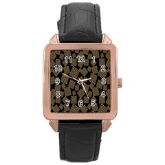 Magic Sleight Plaid Rose Gold Leather Watch  by Mariart