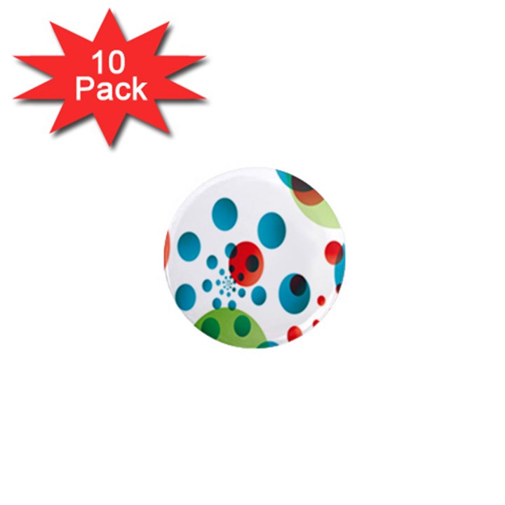 Polka Dot Circle Red Blue Green 1  Mini Magnet (10 pack) 