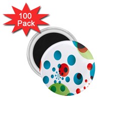 Polka Dot Circle Red Blue Green 1 75  Magnets (100 Pack)  by Mariart