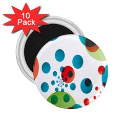 Polka Dot Circle Red Blue Green 2 25  Magnets (10 Pack) 