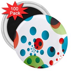 Polka Dot Circle Red Blue Green 3  Magnets (100 Pack) by Mariart