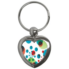 Polka Dot Circle Red Blue Green Key Chains (heart)  by Mariart