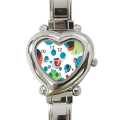 Polka Dot Circle Red Blue Green Heart Italian Charm Watch by Mariart