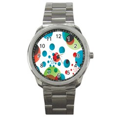 Polka Dot Circle Red Blue Green Sport Metal Watch by Mariart