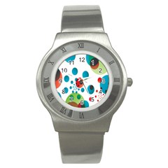 Polka Dot Circle Red Blue Green Stainless Steel Watch by Mariart