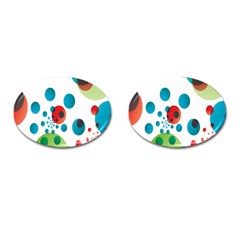 Polka Dot Circle Red Blue Green Cufflinks (oval) by Mariart