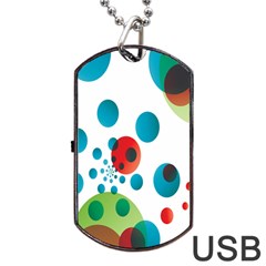 Polka Dot Circle Red Blue Green Dog Tag Usb Flash (two Sides) by Mariart