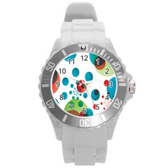 Polka Dot Circle Red Blue Green Round Plastic Sport Watch (l) by Mariart