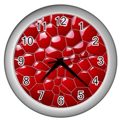 Plaid Iron Red Line Light Wall Clocks (silver)  by Mariart