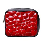 Plaid Iron Red Line Light Mini Toiletries Bag 2-Side Front