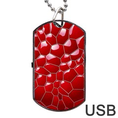 Plaid Iron Red Line Light Dog Tag Usb Flash (two Sides) by Mariart