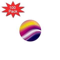 Rainbow Space Red Pink Purple Blue Yellow White Star 1  Mini Magnets (100 Pack) 