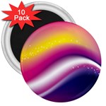 Rainbow Space Red Pink Purple Blue Yellow White Star 3  Magnets (10 pack)  Front