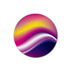 Rainbow Space Red Pink Purple Blue Yellow White Star Rubber Round Coaster (4 Pack) 