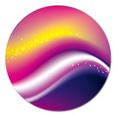 Rainbow Space Red Pink Purple Blue Yellow White Star Magnet 5  (round) by Mariart