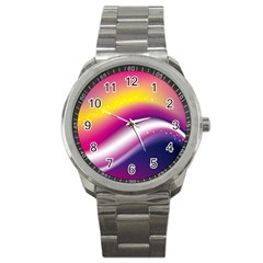 Rainbow Space Red Pink Purple Blue Yellow White Star Sport Metal Watch by Mariart