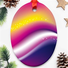 Rainbow Space Red Pink Purple Blue Yellow White Star Oval Ornament (two Sides) by Mariart