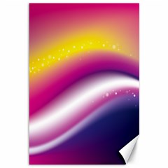 Rainbow Space Red Pink Purple Blue Yellow White Star Canvas 12  X 18   by Mariart