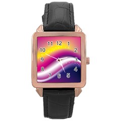 Rainbow Space Red Pink Purple Blue Yellow White Star Rose Gold Leather Watch  by Mariart